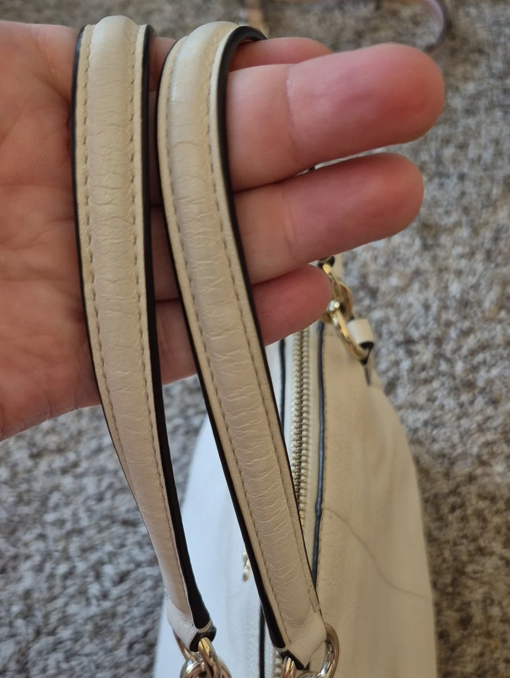 COACH KELSEY White Leather Shoulder Bag Authentic with Strap